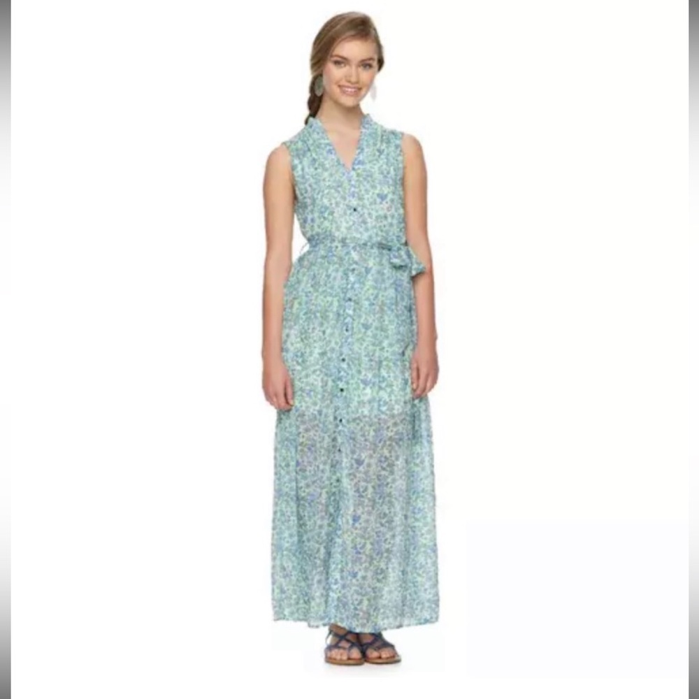 Disney Alice Through The Looking Glass Floral Tie Waist Maxi Dress size Small